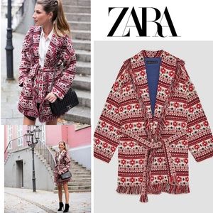 Zara Jacquard Fringe jacket